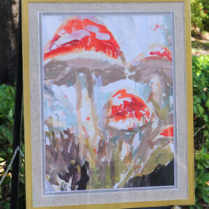 "Field of Mushrooms" Framed Painting